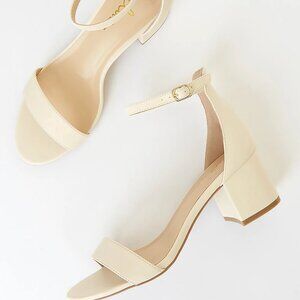Lulu's Harper Heel / Off White Ankle Strap Block Heel